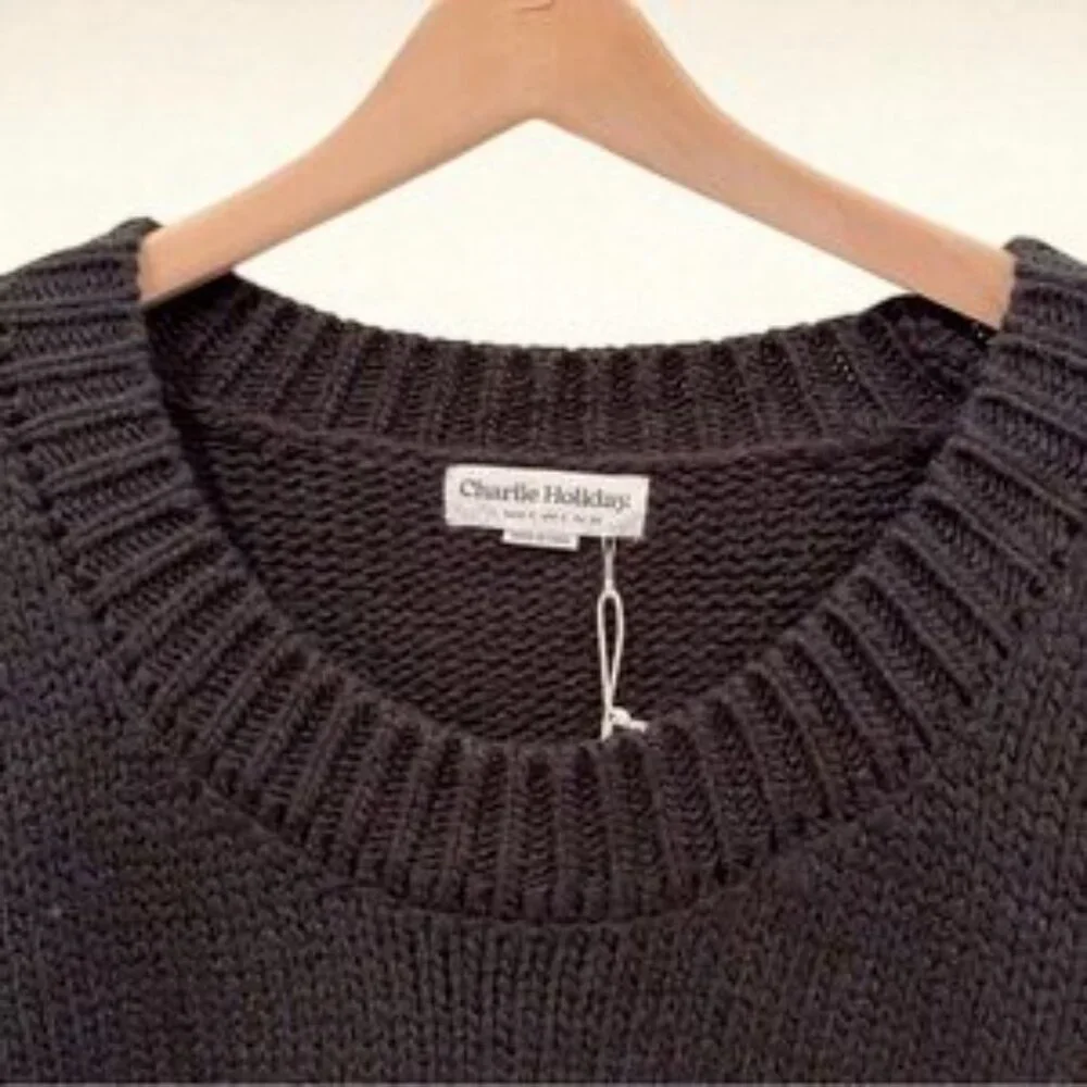 NWT Charlie Holiday Mixed Knit Oversized Pullover Wool Blend Sweater